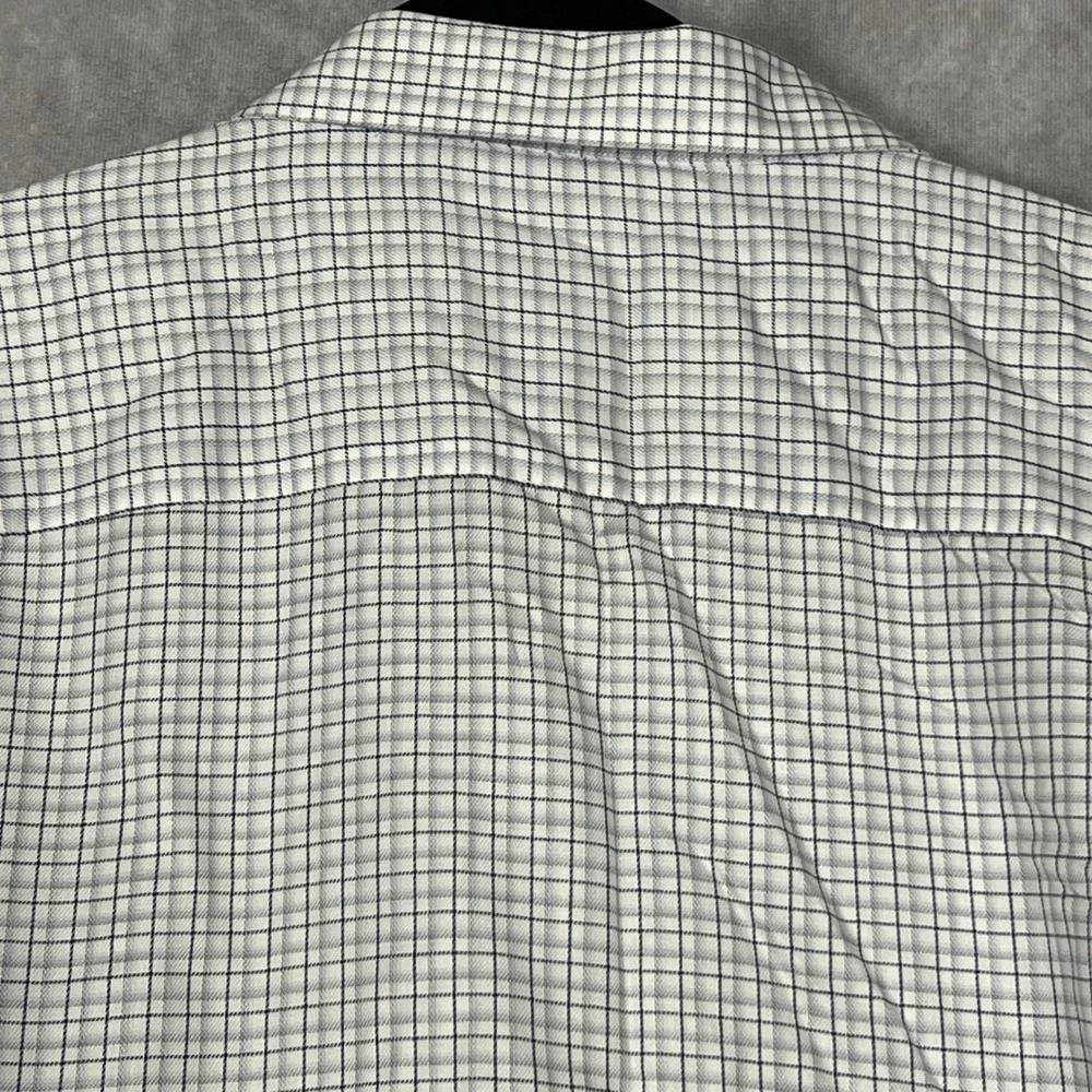 Johnston & Murphy Button Front Shirt‎ Mens XXL Blue/Gray Check Cotton LS